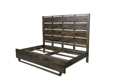 Dark Brown Slat Back Solid Wood King Bed