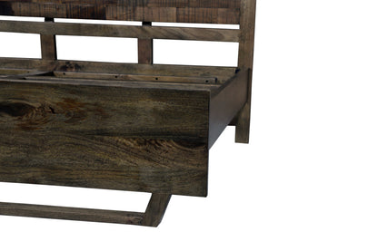 Dark Brown Slat Back Solid Wood King Bed