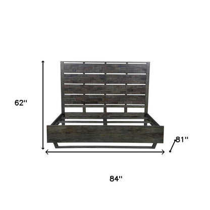Dark Brown Slat Back Solid Wood King Bed