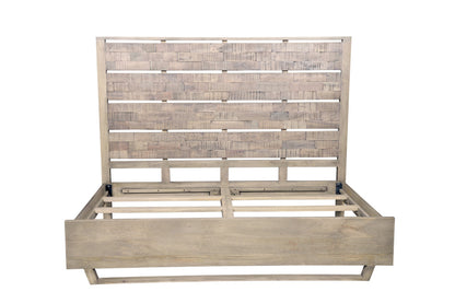 Gray Slat Back Solid Wood King Bed