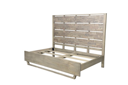 Gray Slat Back Solid Wood King Bed