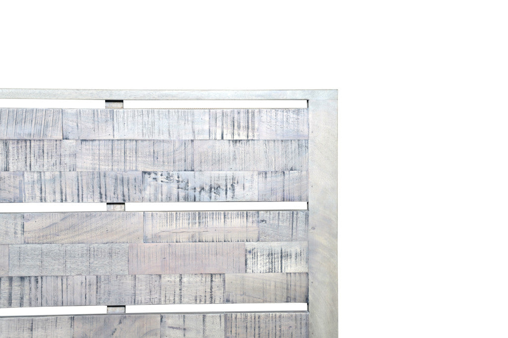 Gray Slat Back Solid Wood King Bed