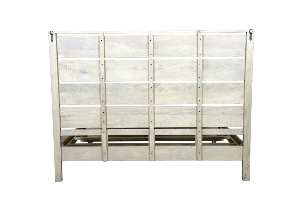 Gray Slat Back Solid Wood King Bed