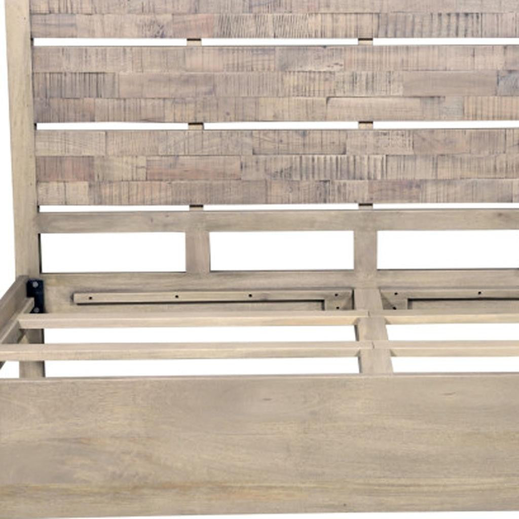 Gray Slat Back Solid Wood King Bed