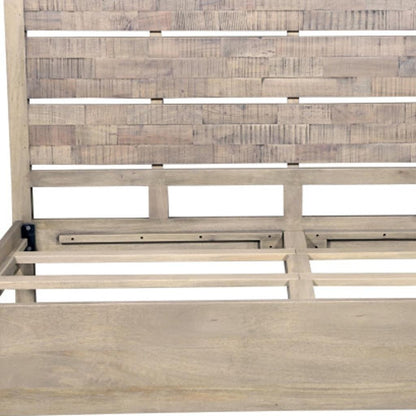 Gray Slat Back Solid Wood King Bed