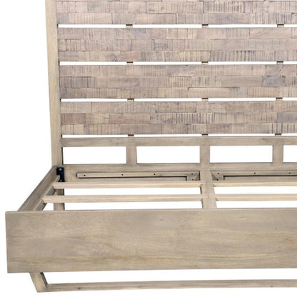 Gray Slat Back Solid Wood King Bed