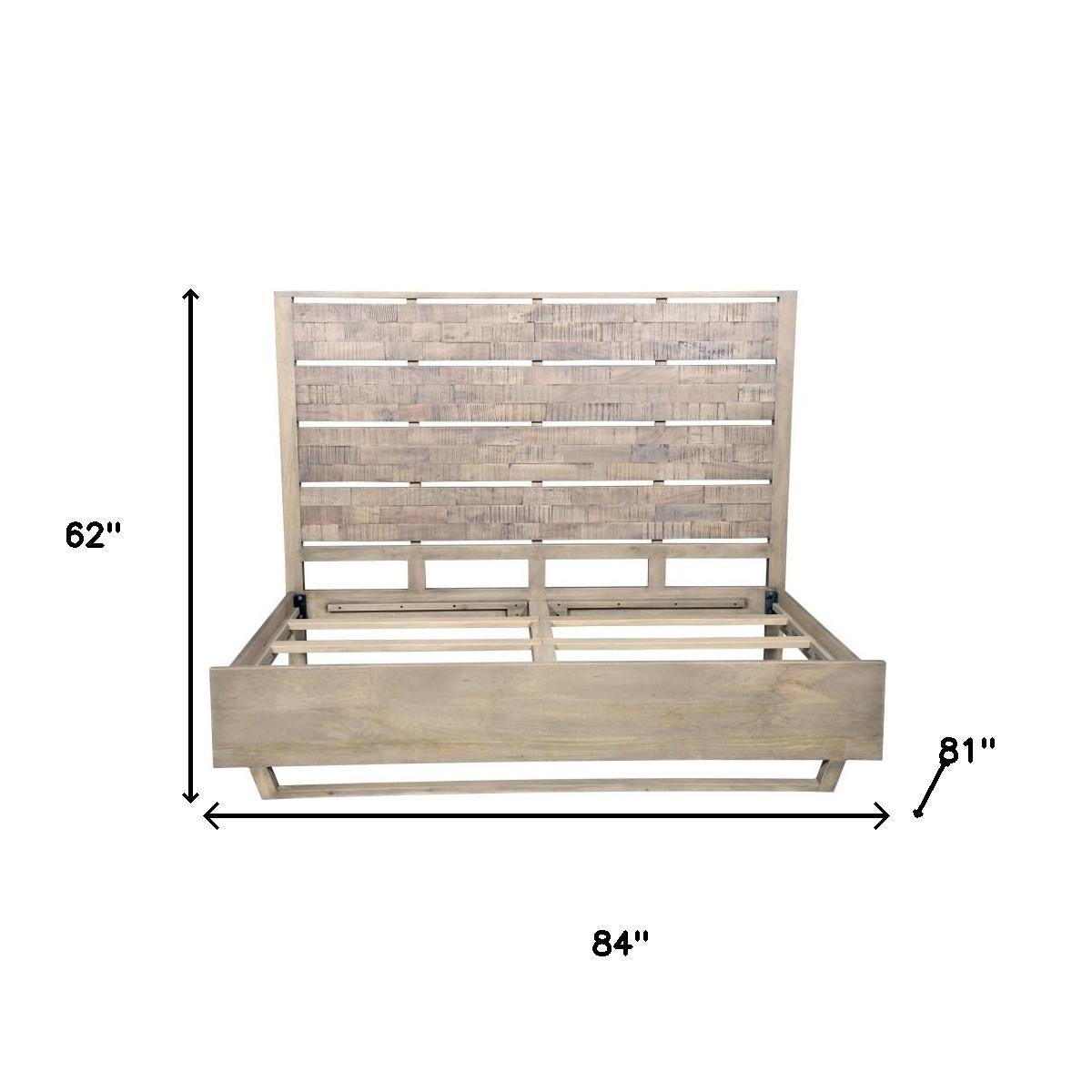 Gray Slat Back Solid Wood King Bed
