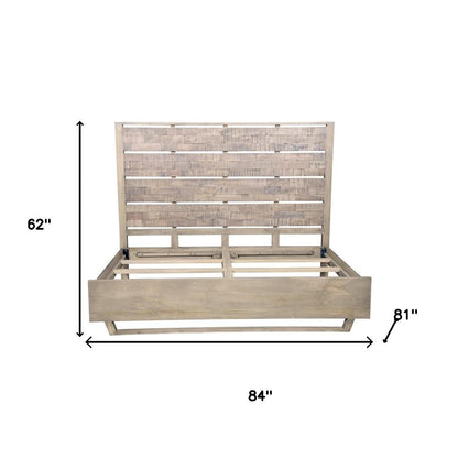 Gray Slat Back Solid Wood King Bed