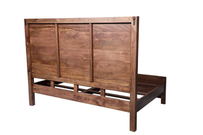 Brown Carved Abstract Solid Wood King Bed