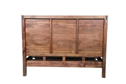Brown Carved Abstract Solid Wood King Bed