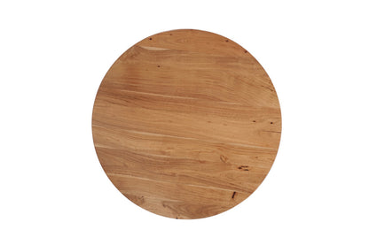 Brown & Black Solid Wood & Iron Round Cross Legs Coffee Table image 3
