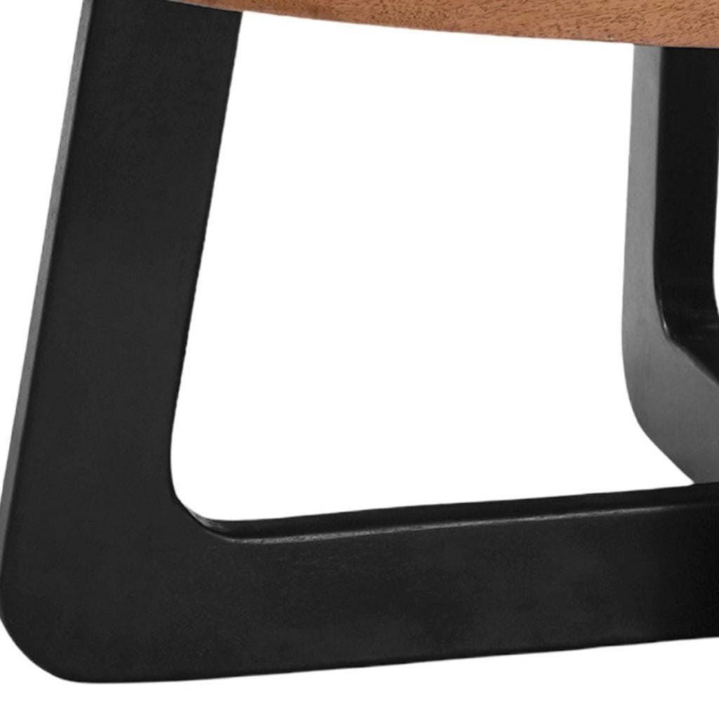Brown & Black Solid Wood & Iron Round Cross Legs Coffee Table image 7