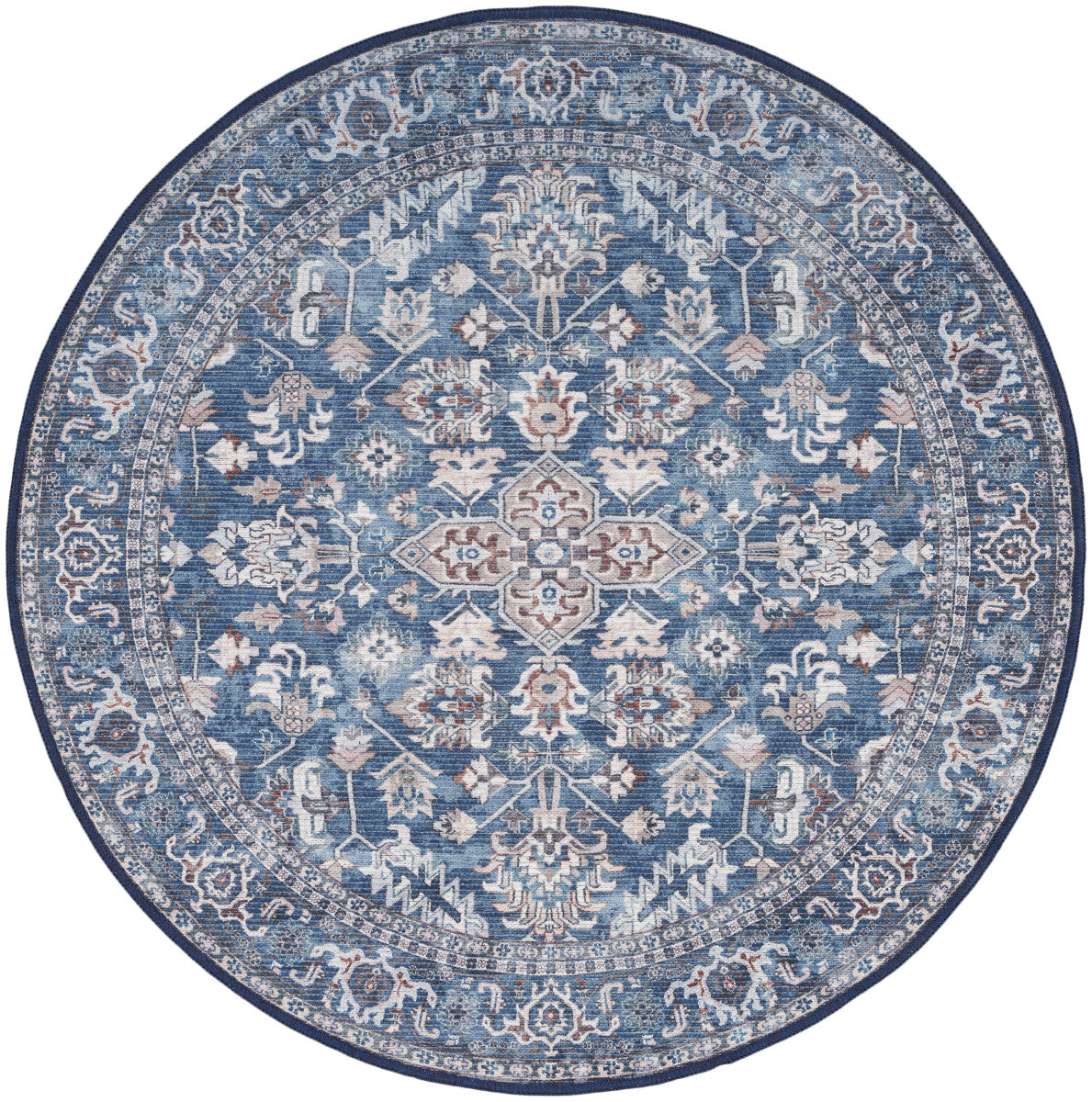 Nourison New Concept Navy & Ivory Machine Washable Rug - 4' Round