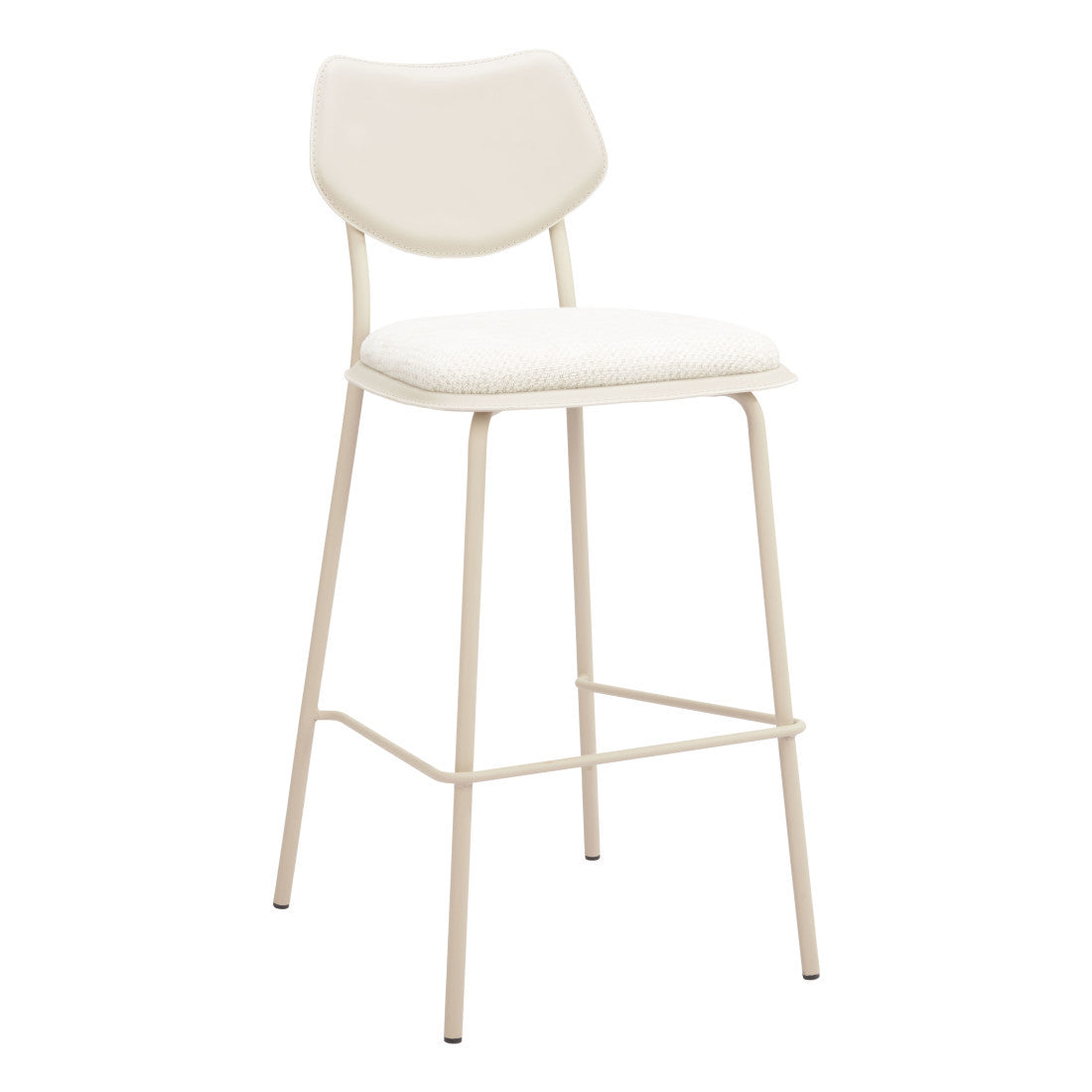Light Gray Fabric Faux Leather & Steel Bar Height Bar Chairs - Set of 4