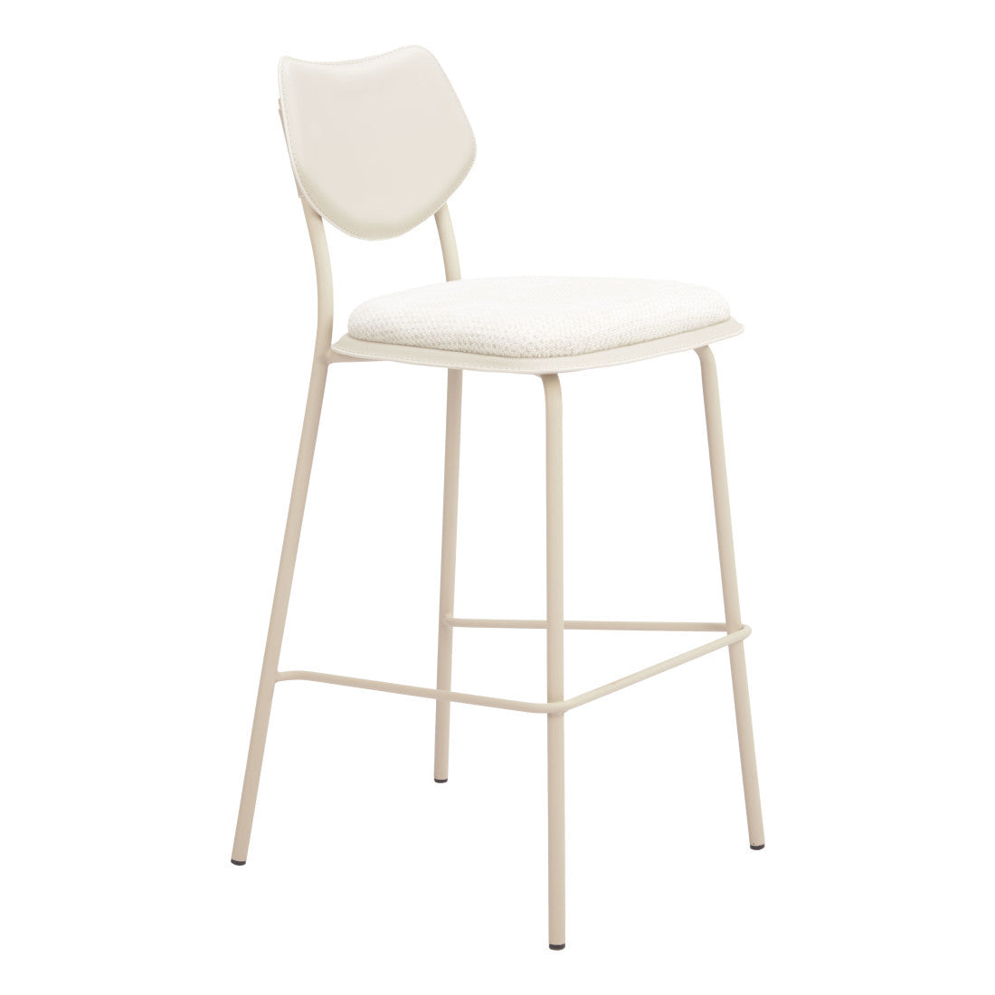 Light Gray Fabric Faux Leather & Steel Bar Height Bar Chairs - Set of 4