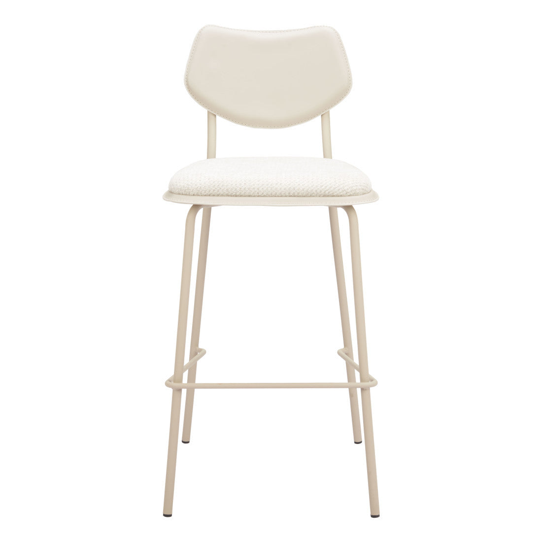 Light Gray Fabric Faux Leather & Steel Bar Height Bar Chairs - Set of 4