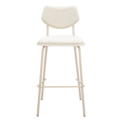 Light Gray Fabric Faux Leather & Steel Bar Height Bar Chairs - Set of 4