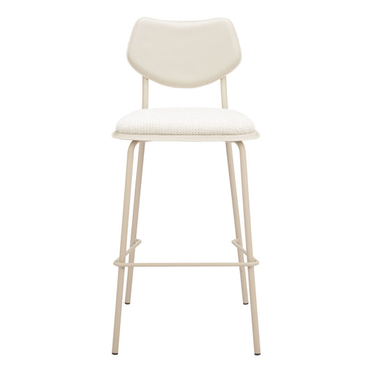 Light Gray Fabric Faux Leather & Steel Bar Height Bar Chairs - Set of 4