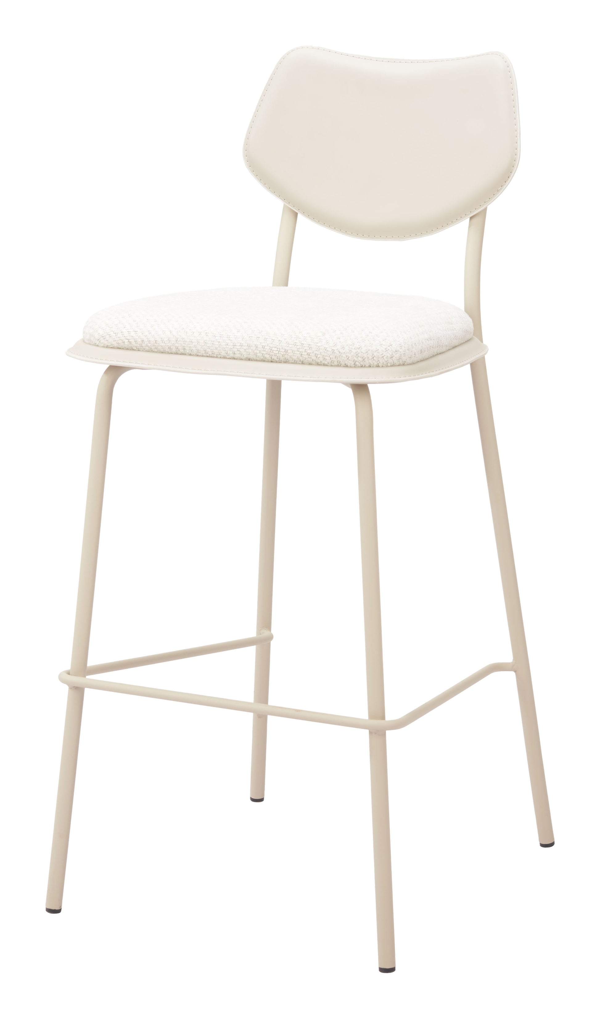Light Gray Fabric Faux Leather & Steel Bar Height Bar Chairs - Set of 4