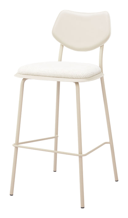 Light Gray Fabric Faux Leather & Steel Bar Height Bar Chairs - Set of 4