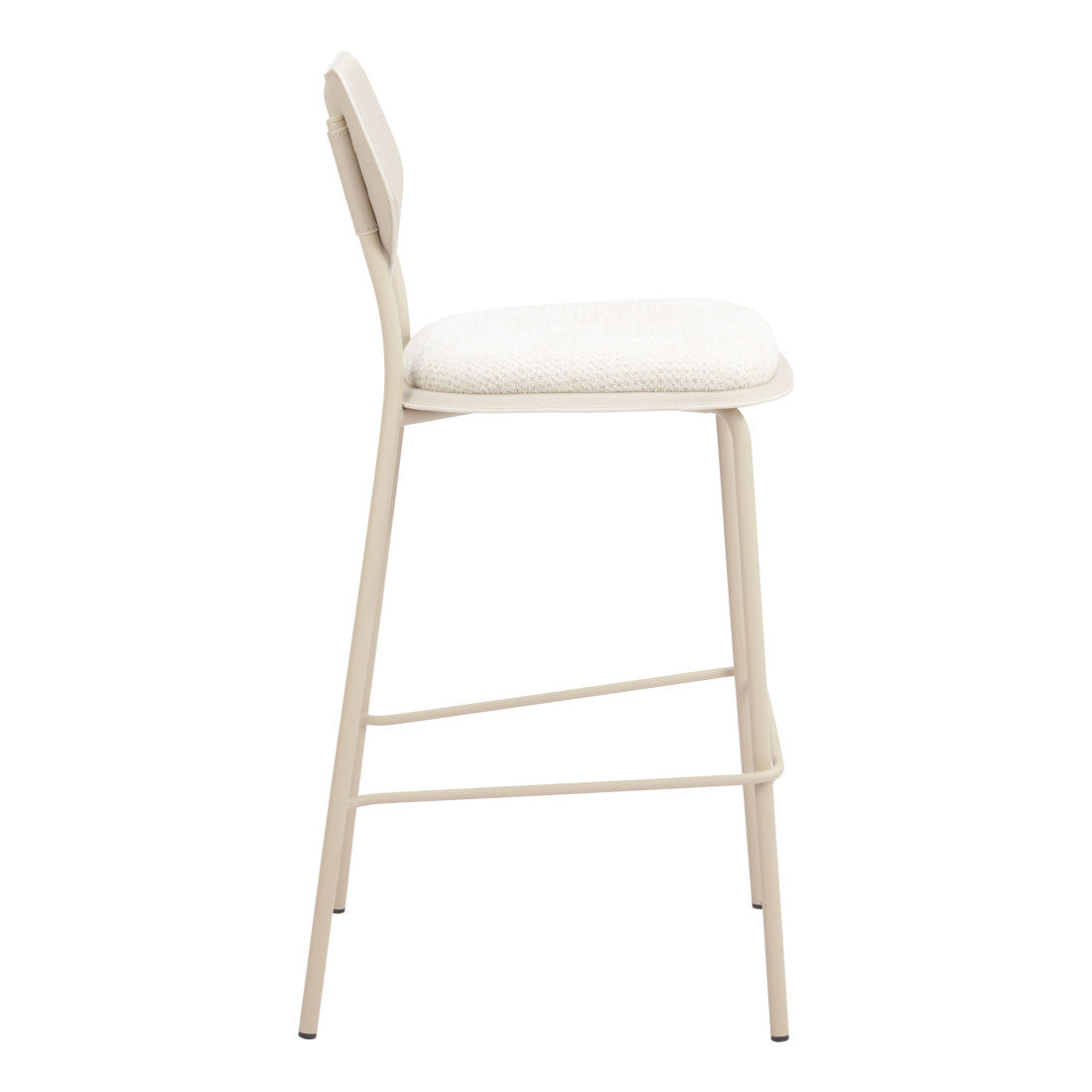 Light Gray Fabric Faux Leather & Steel Bar Height Bar Chairs - Set of 4