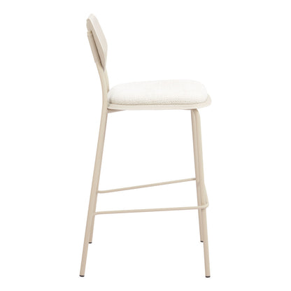 Light Gray Fabric Faux Leather & Steel Bar Height Bar Chairs - Set of 4