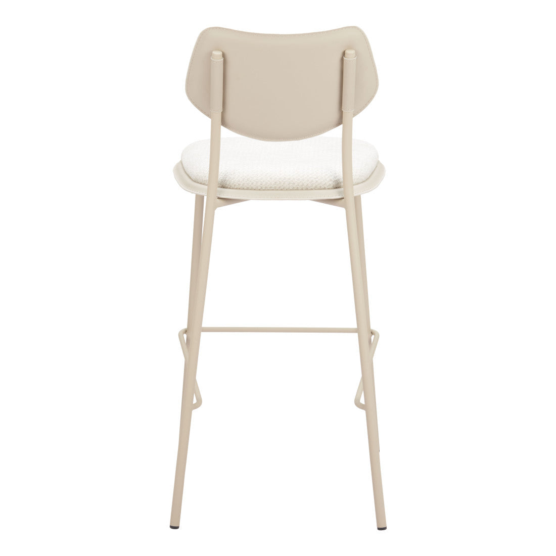 Light Gray Fabric Faux Leather & Steel Bar Height Bar Chairs - Set of 4