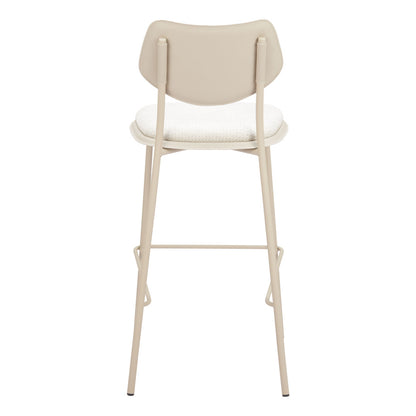 Light Gray Fabric Faux Leather & Steel Bar Height Bar Chairs - Set of 4