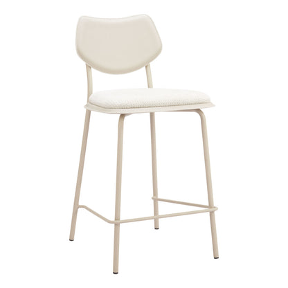 Light Gray Fabric Faux Leather & Steel Counter Height Bar Chairs - Set of 4