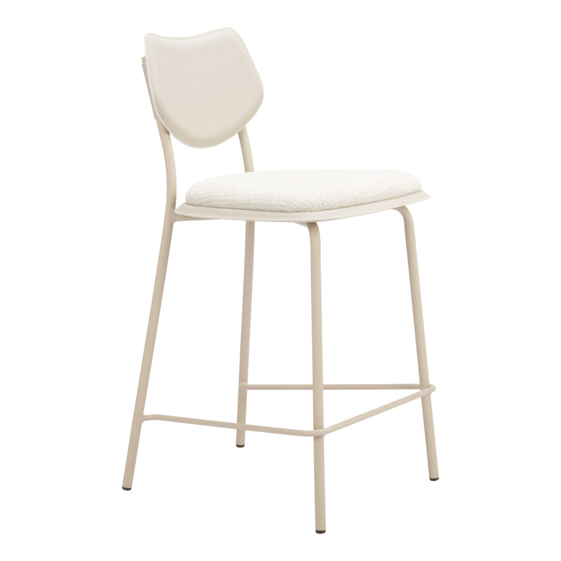 Light Gray Fabric Faux Leather & Steel Counter Height Bar Chairs - Set of 4