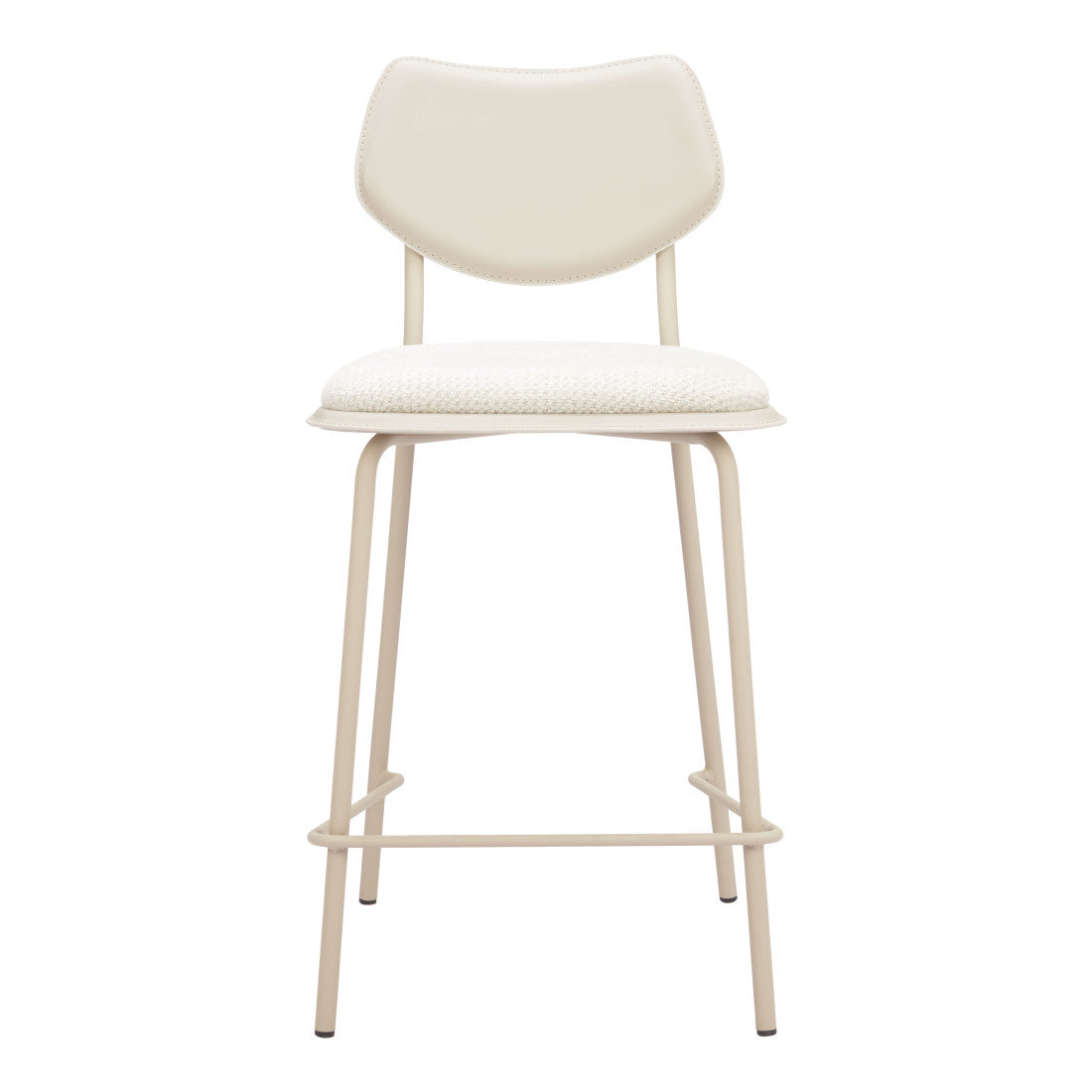 Light Gray Fabric Faux Leather & Steel Counter Height Bar Chairs - Set of 4