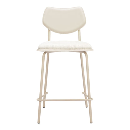 Light Gray Fabric Faux Leather & Steel Counter Height Bar Chairs - Set of 4