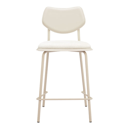Light Gray Fabric Faux Leather & Steel Counter Height Bar Chairs - Set of 4