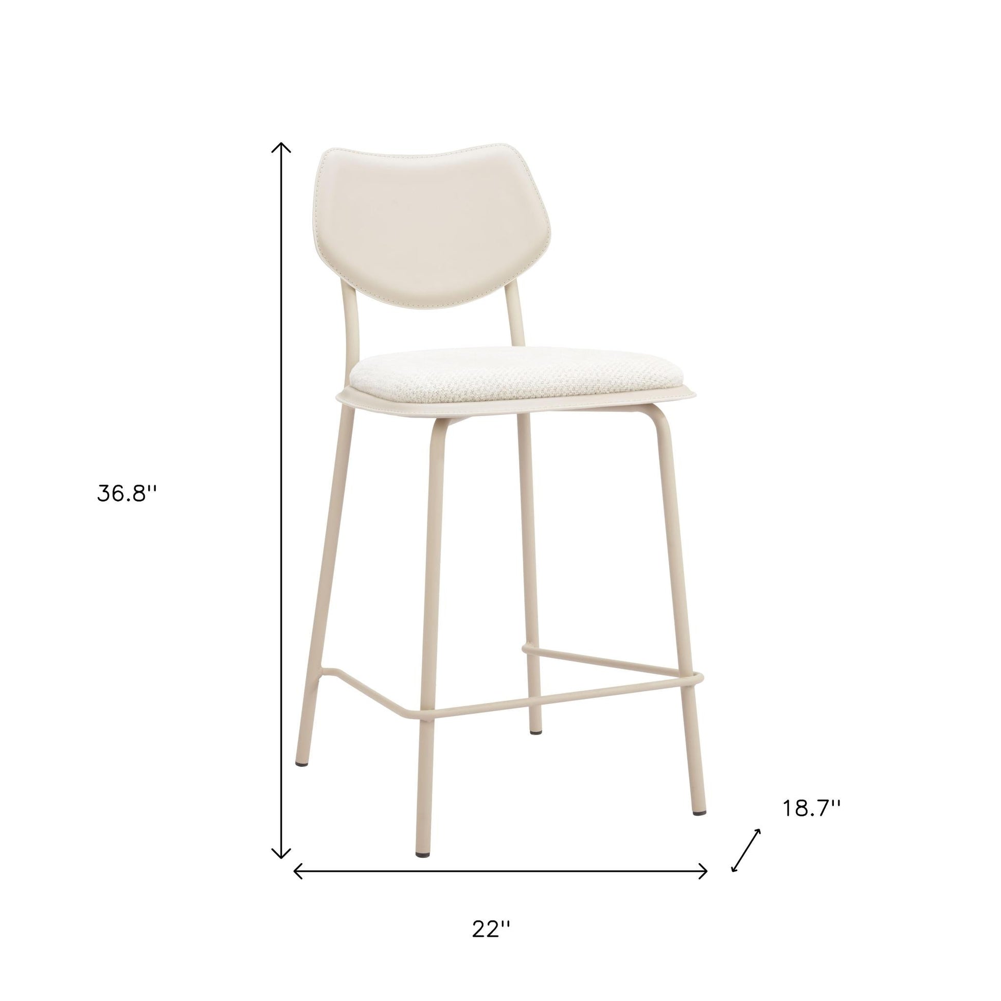 Light Gray Fabric Faux Leather & Steel Counter Height Bar Chairs - Set of 4