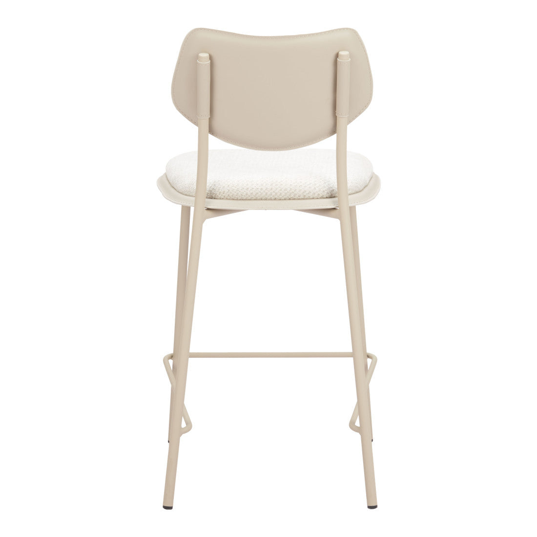 Light Gray Fabric Faux Leather & Steel Counter Height Bar Chairs - Set of 4