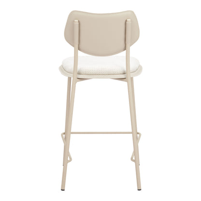 Light Gray Fabric Faux Leather & Steel Counter Height Bar Chairs - Set of 4