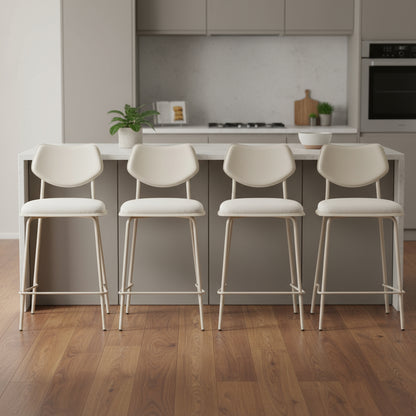 Light Gray Fabric Faux Leather & Steel Counter Height Bar Chairs - Set of 4