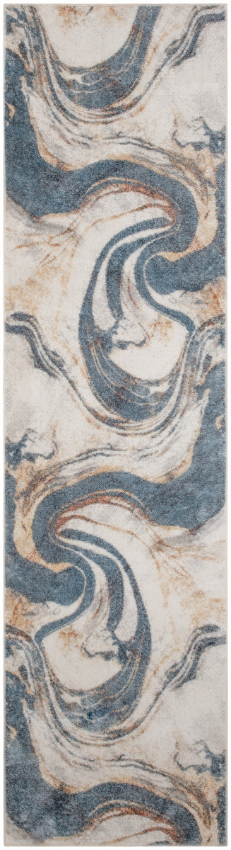 Nourison Astra Ivory & Blue Pet Friendly Machine Washable Rug - 2' x 6'