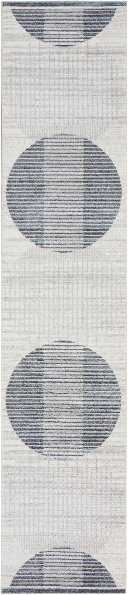 Nourison Astra Ivory & Blue Pet Friendly Machine Washable Rug - 2'2" x 8'