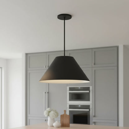 Callum Black Aluminum Cone Dimmable Pendent Outdoor Hanging Light