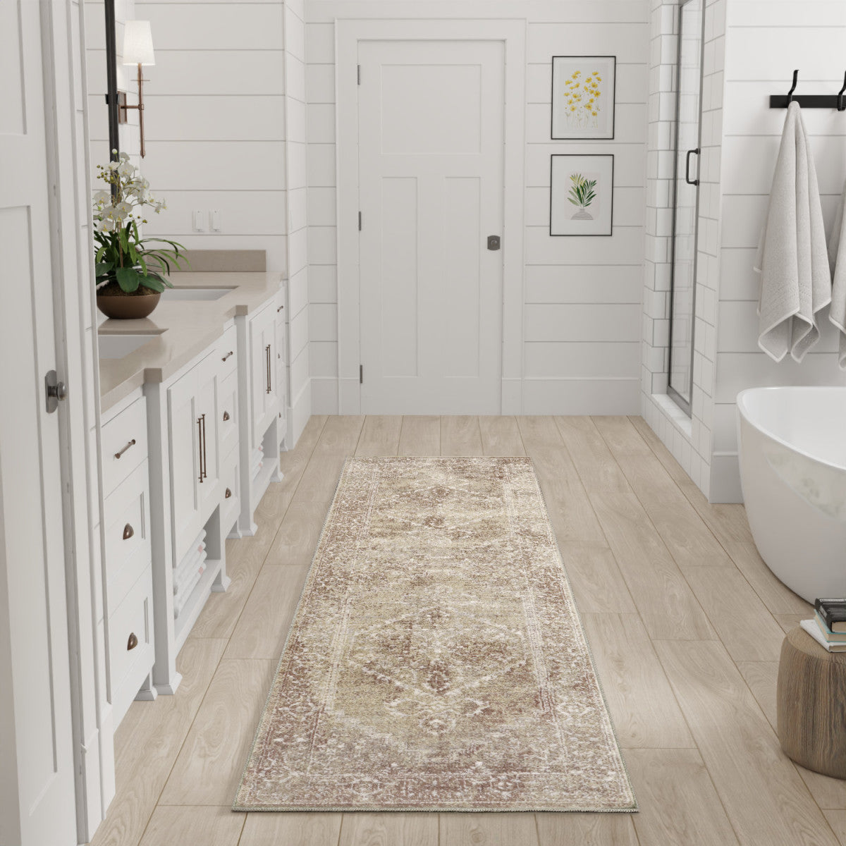 Nourison Astra Rust & Multicolor Pet Friendly Machine Washable Rug - Room Scene