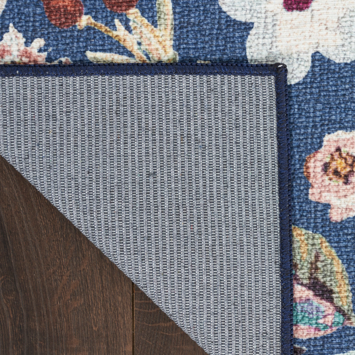 Nourison Navy & Multicolor Machine Washable Rug - Corner
