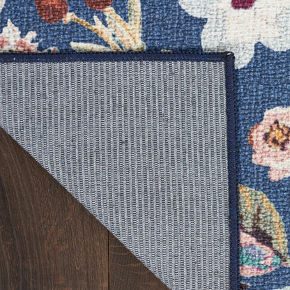 Nourison Navy & Multicolor Machine Washable Rug - Corner