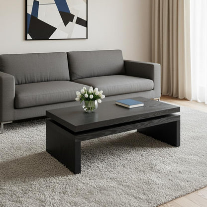 Black Wood Floating Frame Coffee Table image 1