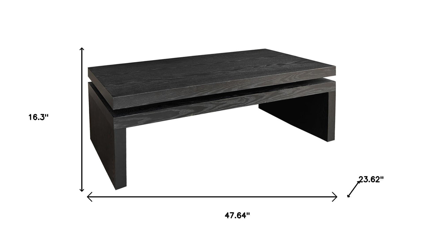 Black Wood Floating Frame Coffee Table image 6