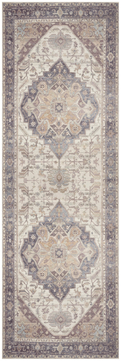 Nourison Vintage Ivory & Purple Machine Washable Rug - 2' x 6'