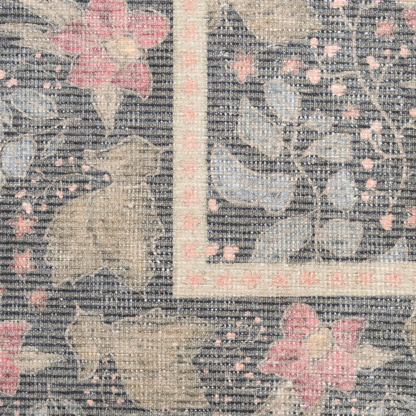 Nourison Botanical Charcoal & Multicolor Machine Washable Rug - Swatch