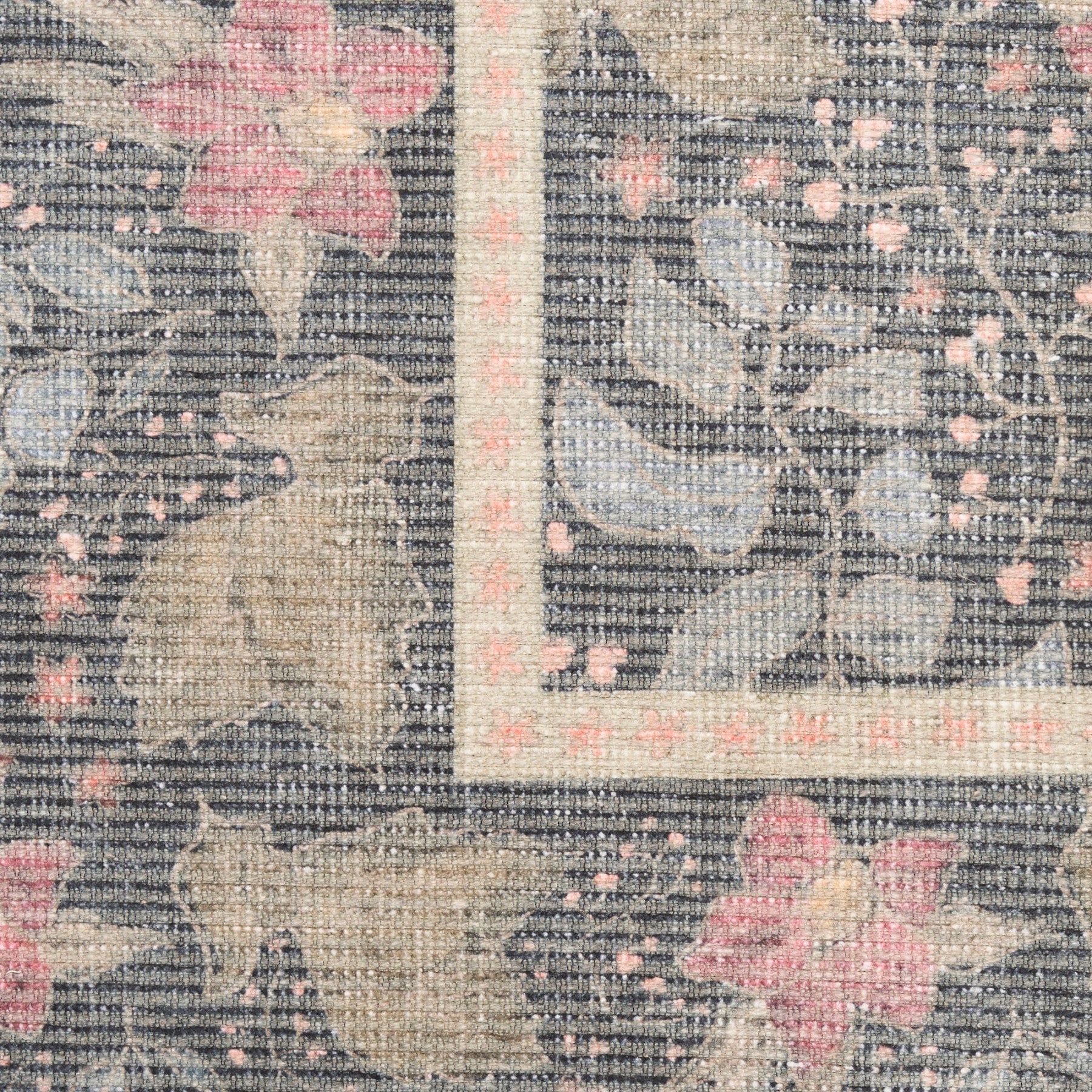 Nourison Botanical Charcoal & Multicolor Machine Washable Rug - Swatch