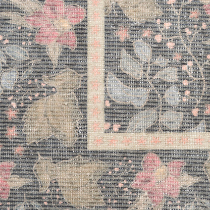 Nourison Botanical Charcoal & Multicolor Machine Washable Rug - Swatch