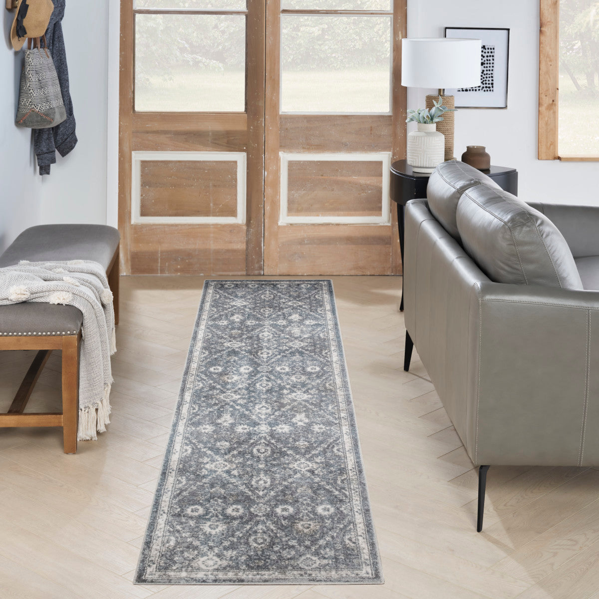 Nourison Astra Dark Blue Pet Friendly Machine Washable Rug - Room Scene